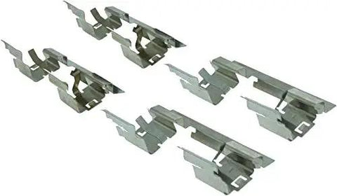 Brake pad shims and metal hardware pieces for ceramic pad kit