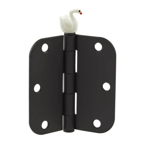 Whimsical Mini Swan Hinge Head Magnets Set Of 6 For Door Decor And Metal Surfaces displayed on a black hinge pin