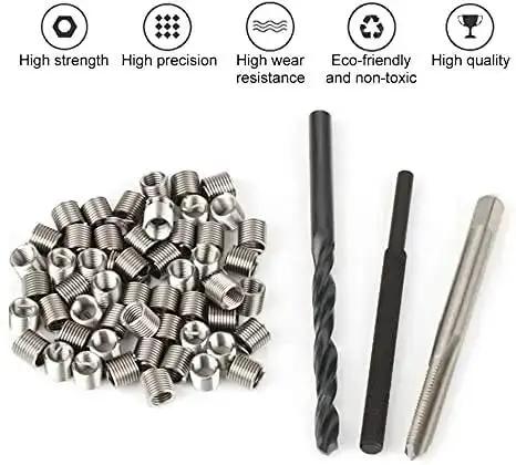 50 Piece M10-24 x 1.5D Thread Repair Insert Kit For Aluminum And Lightweight Metals Helical Style Thread Inserts