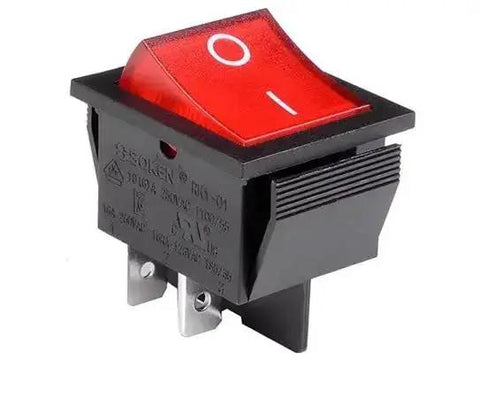 Beefy Heavy Duty 4 Pin 2 Position Rocker Switch With Black Red Indicator Light 16 Amp High Current Silver Plated Contacts