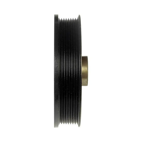 Side view of Ford F-150 Harmonic Balancer Replacement Bolt-On Black Serpentine Drive Belt With Keyway One Mounting Hole OEM 1L3Z6312AA F75Z6312-AC Fits 1997-2003 4.6L 5.4L V8 Engines