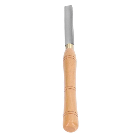 Wood Lathe Chisel With Beach Handle And HSS Inner Arc Blade For Precise Turning And Carving, Ideal For Carpenters, Wood Hobbyists, DIY Woodworking And Detailed Carving Projects showing beech wood handle and steel blade.