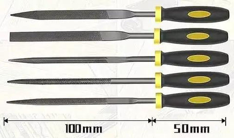 Set of 5 assorted metal files from 28 Piece 3D Printer Tools Kit With Storage Case for leveling and fine tuning