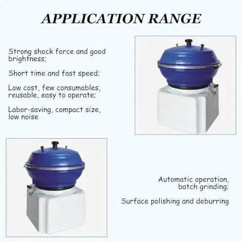 Heavy Duty Vibratory Tumbler Bowl for Metal Polishing and Finishing, High Frequency Vibration Polisher shown side view