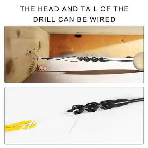 Flexible Drill Bit For Wire Pulling With Guide Ball Kit Three Quarters Inch Head Diameter Auger Style Self Feeding Tip Fifty Four Inch Long Wood Drill Bit For Fish Bit For Pulling Wires In Walls One Quarter Inch Shank in action
