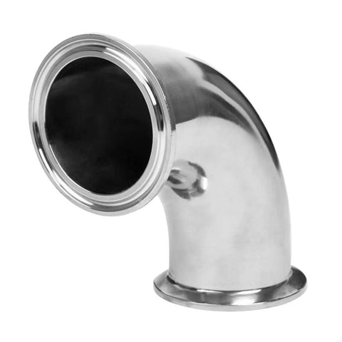 Stainless steel 2" sanitary ferrule elbow, 90-degree pipe fitting, 64mm OD, pack of 2