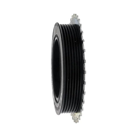 Side view of Jeep Cherokee Harmonic Balancer Pulley For 1997 1998 1999 2000 2001 Serpentine Drive Belt Type Black, 39mm Depth, 26.5mm ID.