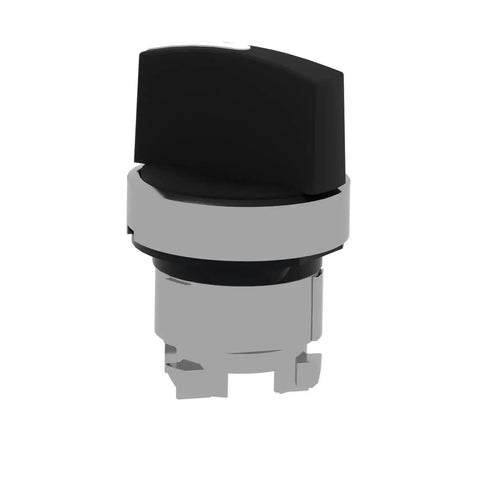 Harmony XB4 Selector Switch Head with chrome plated metal bezel, 22mm cutouts, ergonomic black handle, two positions, stay put operation