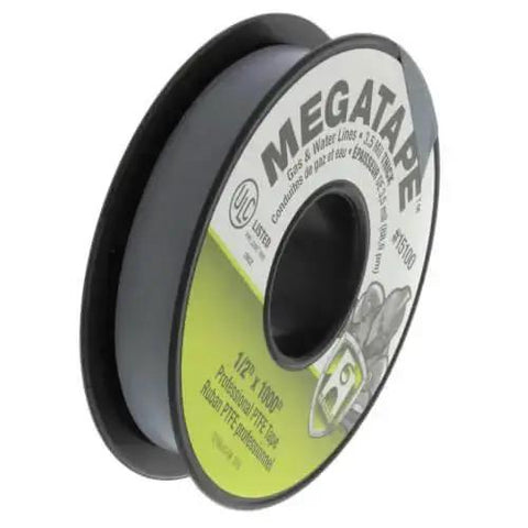 Heavy Duty PTFE Thread Seal Tape MegaTape Half Inch By One Thousand Inch Grey For Plastic Brass Copper Aluminum Stainless Steel