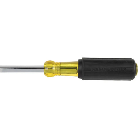 Keystone Screwdriver With Five Sixteenth Inch Tip And Six Inch Square Shank For Heavy Duty Use Made In USA Chrome Plated Blade And Cushion Grip Handle For Tough Jobs Klein Tools.