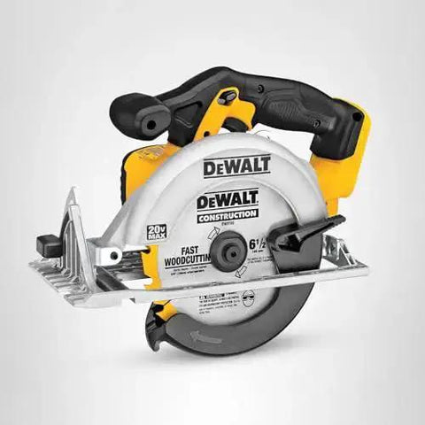 Cordless Sidewinder 20V Max Circular Saw with 6-1/2 inch blade, rubber overmold grip, and magnesium shoe for precise wood cuts.