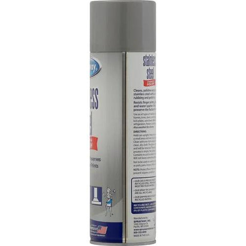 Sprayway water-based stainless steel cleaner aerosol can, 15 oz, gray cap
