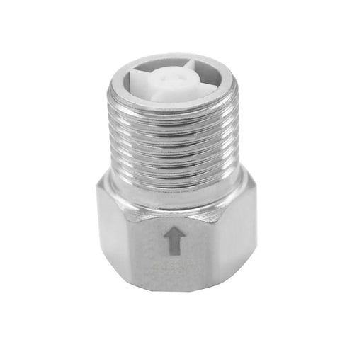 BesNPT stainless steel 1/2 in female to 1/2 in male check valve with flow arrow