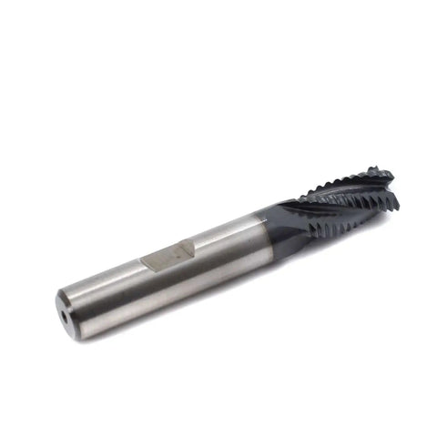 Roughing End Mill HSS Square Nose Four Flute Fine Tooth Bit Three Eighths Inch Shank Diameter Three Quarters Inch Flute Length Two and a Half Inch Overall Length Titanium Coated For Milling Metal Steels JESTUOUS.