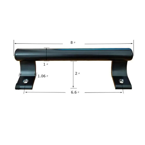 Front view of eight inch aluminum alloy sliding door handle for modern decor and elegant interiors with dimensions shown.