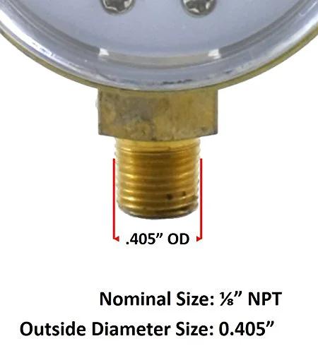 Amazon SÜA high pressure gauge for oxygen regulator, brass 1/8" NPT thread, 0.405" OD