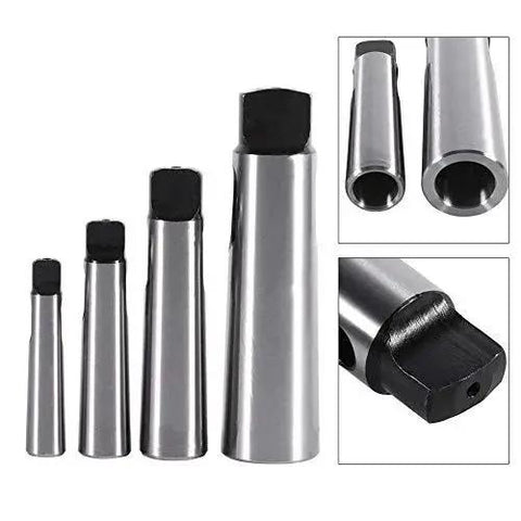 MT2-MT3 Morse taper reducing sleeve set in 45 steel; four pieces with tapered ends