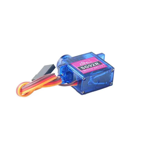 SG92R 9g micro servo motor with blue transparent housing and three-wire cable