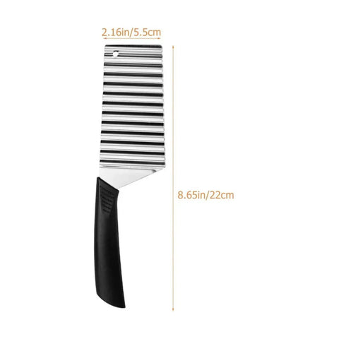 Wave Potato Cutter Crinkle Slicer For French Fries And Veggies Stainless Steel Kitchen Utensils, 22cm with ergonomic handle.