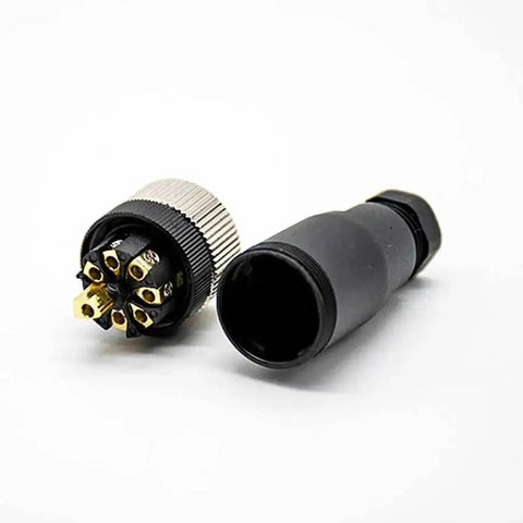 M12 A Code Waterproof Circular Cable Connector with field installable screw termination, unshielded straight 8-pin female aviation plug for industrial sensors.