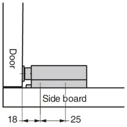 Diagram of Metal Magnetic Latch For Large Doors High Strength Body 100000 Cycle Test UL94V0 showing installation dimensions.