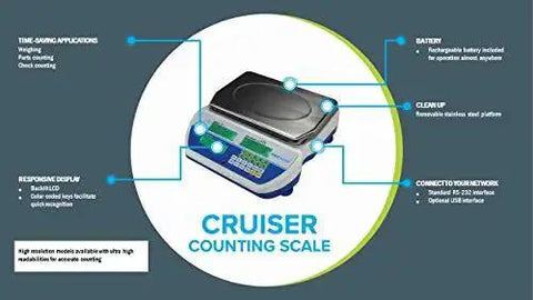 Cruiser Cct Bench Counting Scales With 35 Pound Capacity And 0.001 Pound Readability For Precise Batch Counting Pro Grade Weighing Scale Built For Pros And Backed By UK Design And US Support, showing scale with features.
