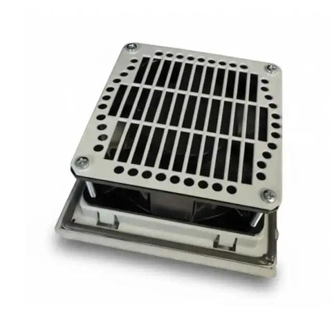 Ariav 150W 6 Inch Fan With Filter For Control Panel Enclosures 115V 1 Phase 117 CFM with quick snap mounting and grid view