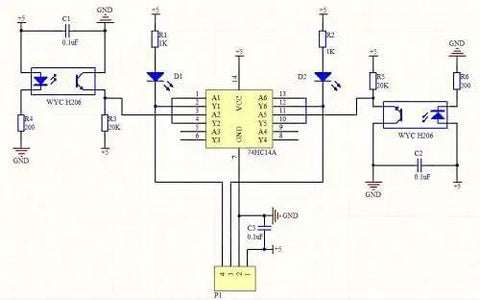 Circuit diagram for Infrared Slotted Optocoupler Sensor Module For Arduino Dope Speed Measuring Photo Interrupter 3.3V To 5V DIY