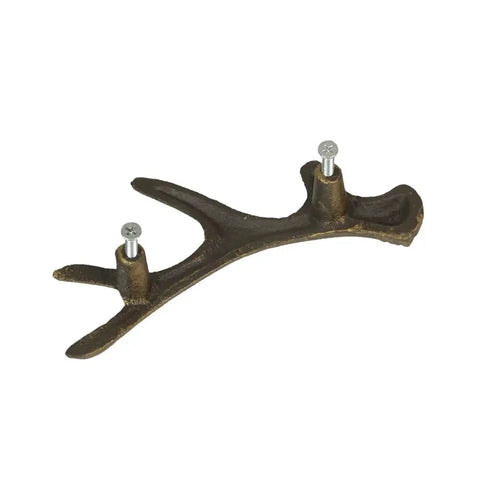 Antique Bronze Finish Cast Iron Deer Antler Drawer Pulls Set Of Six For Cabinets, rustic drawer pull with screws exposed
