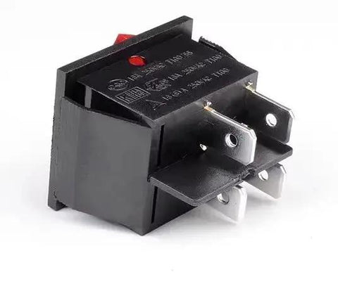Beefy Heavy Duty 4 Pin 2 Position Rocker Switch with Black Red Indicator Light 16 Amp High Current Silver Plated Contacts