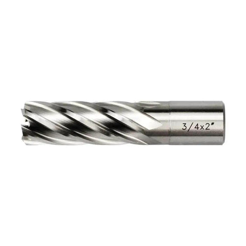 Heavy Duty Three Quarter Inch Annular Cutter For Magnetic Drill Press With Weldon Shank And Two Flat Pilot Pin Two Inch Depth Of Cut