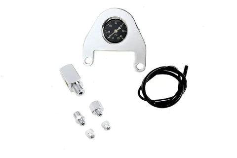 Twin Cam Oil Pressure Gauge Kit For Harley Davidson 99 And Later Bikes With Chrome Mount And 100 PSI Gauge By V Factor 85213 displayed