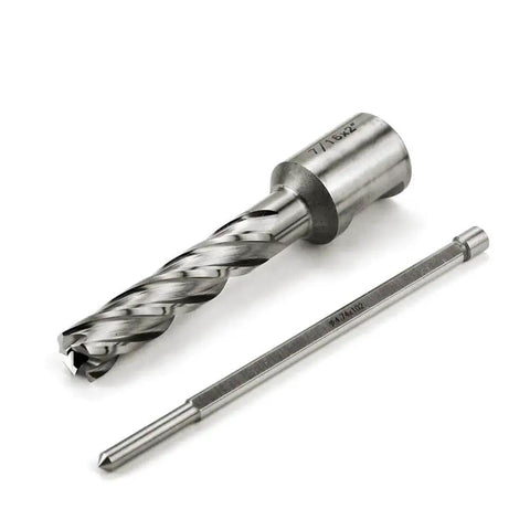 Fast Seven Sixteen Inch HSS Annular Cutter With Two Inch Cutting Depth And Three Quarter Inch Weldon Shank Two Flats Pilot Pin