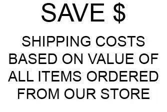 Text image stating: 'Save $ on shipping costs based on value of items ordered from our store.'