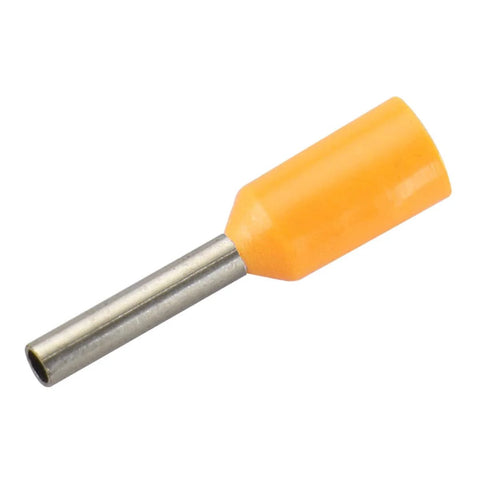 AWG 22 0.5mm2 Copper Crimp Connector Insulated Ferrule Pin Terminal Orange single piece shown up close
