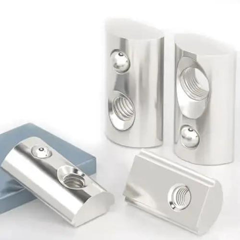 Roll In T Nut With Ball Spring M3 Size Nickel Plated Carbon Steel T Slot Nut For 2020 Series Aluminum Extrusion Rails Pack Of 50