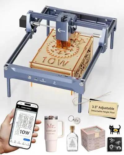 Powerful 10W Laser Engraver for Wood, Metal, Acrylic, Glass, Stone with Offline CNC Cutting Portable 7.9 by 11.8 Inch Engraving Bed Near A4 Ideal for DIY Projects, Home Hobbyists, and Small Shops Carverall K15 Pro Class 1 with accessories
