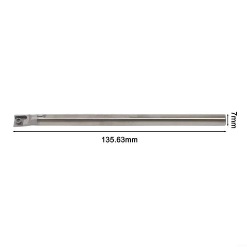 Solid Carbide CNC Tool Holder With 100mm Length And 7mm Shank, AntiVibration Boring Bar, side view with dimensions shown
