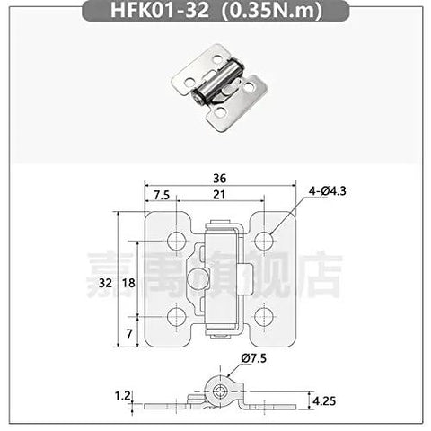 Diagram of Stainless Steel Torque Hinge With Friction Damping And Free Stop For Precise Positioning In Furniture Hinges
