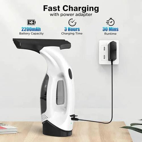 Cordless Window Vacuum Squeegee With 2000 Pa Suction 2200mAh Battery And 150 ML Water Tank for glass cleaning charging