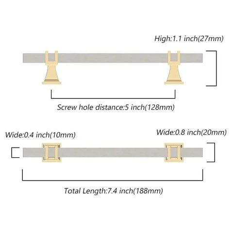 Dimensions of 10 Pack 5 Inch Brushed Satin Nickel And Gold Cabinet Handles Set For Kitchen Cabinets And Cupboards