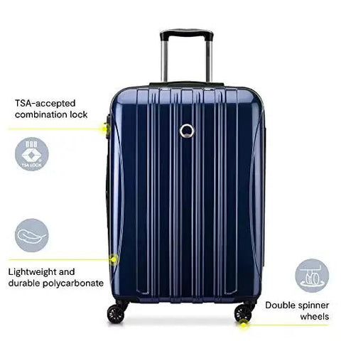 Front view of Lightweight Expandable Hardside Luggage With Four Double Spinner Wheels And A Crack Resistant Polycarbonate Shell In Brushed Charcoal With A Deep Metallic Finish 24 Inch Checked Medium Suitcase