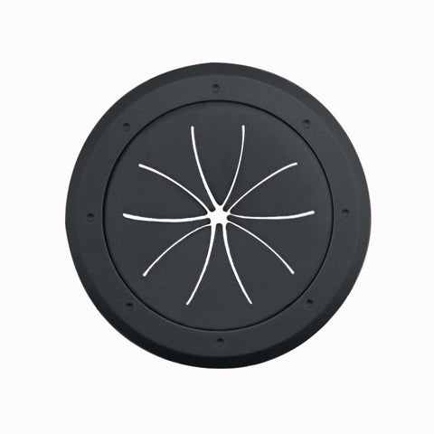 Construct Pro Speedy Spring-Lock Cable Pass Through Port, 2 in ID, black round cover with white spokes