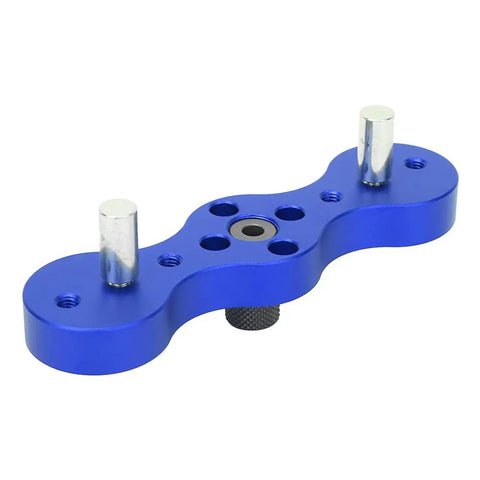 Pro Grade Dowel Drill Guide Jig for Woodworking with Aluminum Alloy Construction and Cr12 Steel Bushings, Precision Hole Positioner, 140mm Blue