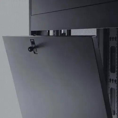 42U Server Rack Enclosure Cabinet With Doors And Side Panels For 19 Inch Gear, lockable door detail, PCI DSS ready, black