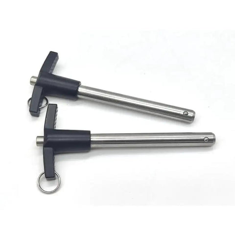 2 Pack T Handle Ball Locking Pins With Rope Quarter Inch Diameter 2 Inch Length 304 Stainless Steel Pin With Aluminum Grip