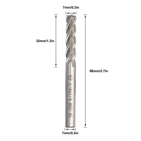 Eight Pack 0.25 Inch End Mills Set With Four Flutes HSS End Mill Square Nose CNC Bits 0.25 Inch Shank Straight Milling Cutter