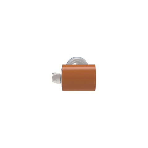 Everhard Roll-N-Chek silicone seam roller with tester probe, orange roller and metal mounting