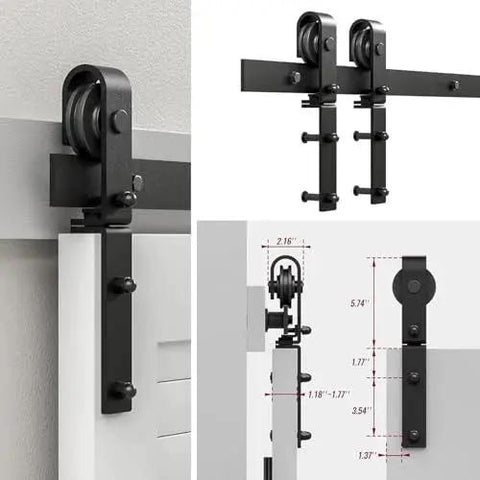 30 Inch Bi Folding Sliding Barn Door Hardware Track Kit With Smooth Quiet Operation Side Mounted Black Rollers Easy Install