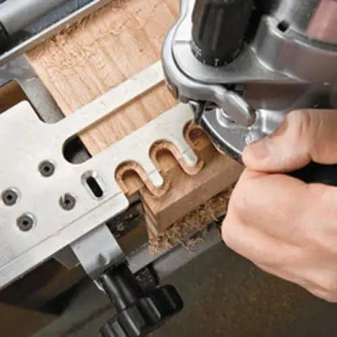 Dovetail Jig Kit For Woodworking With Mini Templates 4211 4213 And 4215 for routing dovetail joints in a wooden piece.